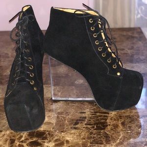 COPY - Jeffrey Campbell Dina Black Suede Ankle Boots